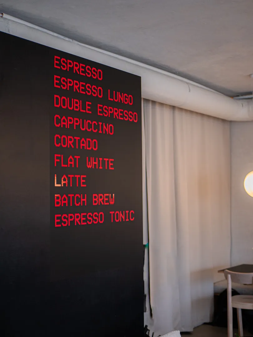 MOGG coffee menu board